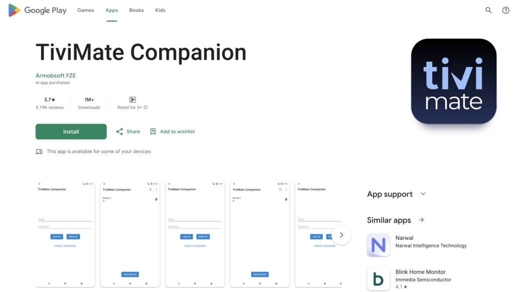 Tivimate Companion in Google PlayStore